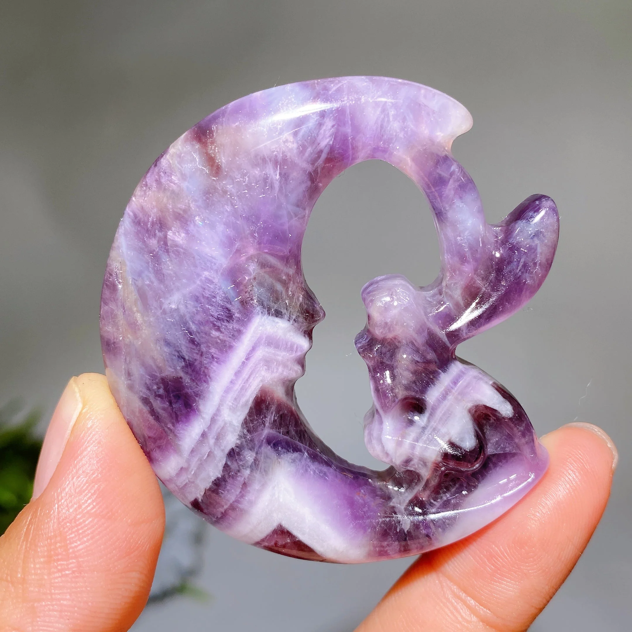 2.3 Inch Dream Amethyst Moon Fairy Crystal Figurine - Image 3