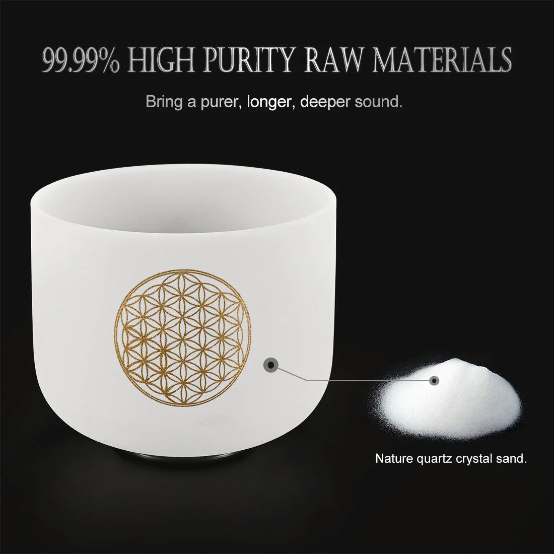 Flower of Life Quartz Crystal Singing Bowl Set for Meditation - Image 5