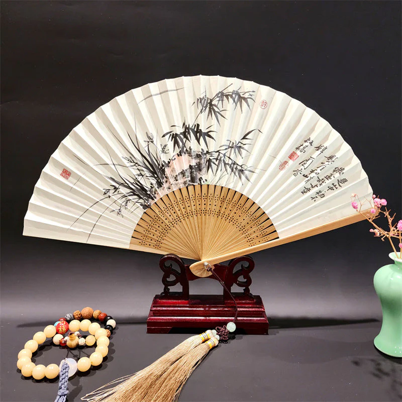 22cm Folding Fan with Panoramic Rivers and Mountains Design - Image 12