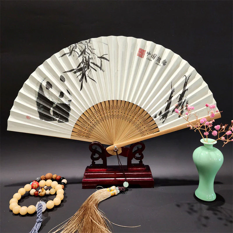 22cm Folding Fan with Panoramic Rivers and Mountains Design - Image 14
