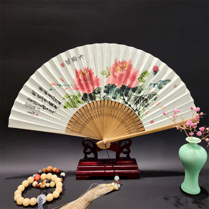 22cm Folding Fan with Panoramic Rivers and Mountains Design - Image 16