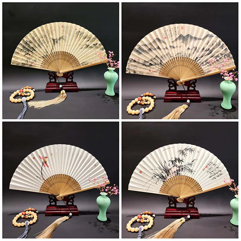 22cm Folding Fan with Panoramic Rivers and Mountains Design - Image 18