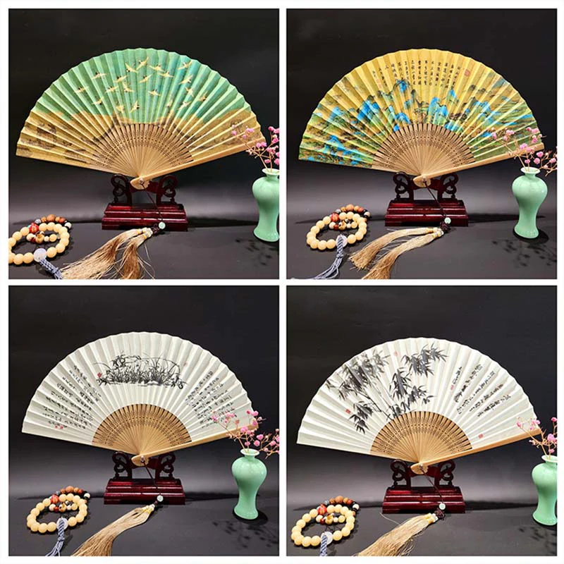 22cm Folding Fan with Panoramic Rivers and Mountains Design - Image 19
