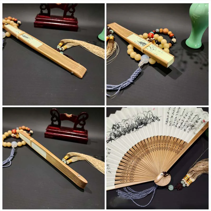 22cm Folding Fan with Panoramic Rivers and Mountains Design - Image 7