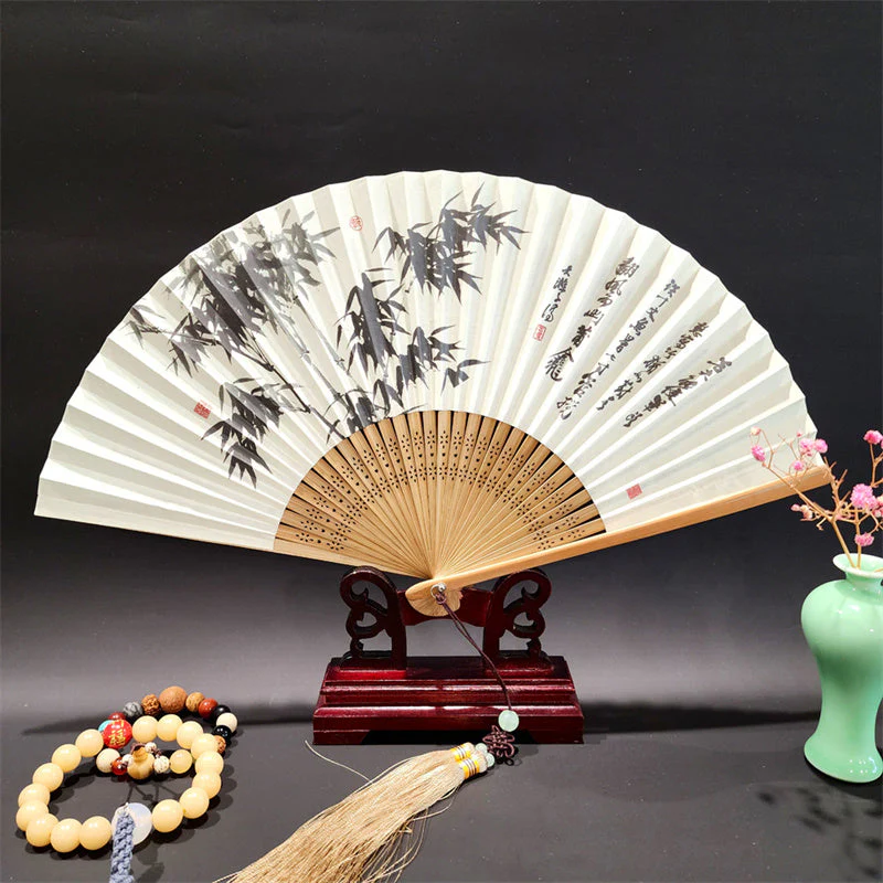 22cm Folding Fan with Panoramic Rivers and Mountains Design - Image 8