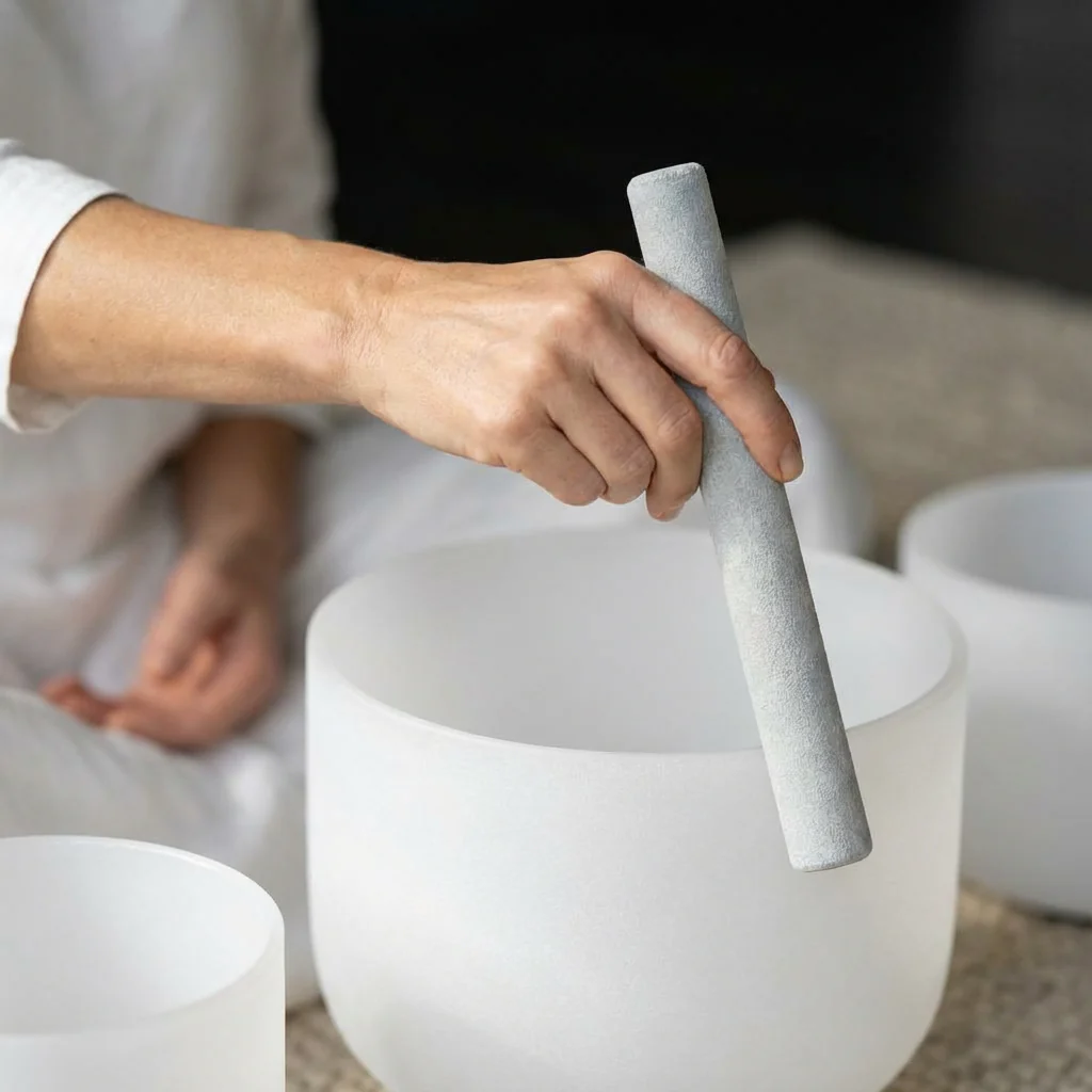 8"A 10"E 12"C Frosted Quartz Crystal Singing Bowl Set - Image 3
