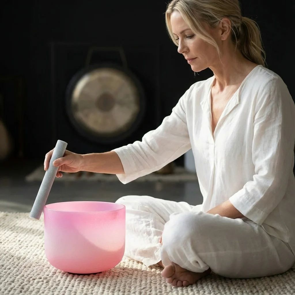 Heart Chakra Quartz Crystal Singing Bowl F Note - Image 3