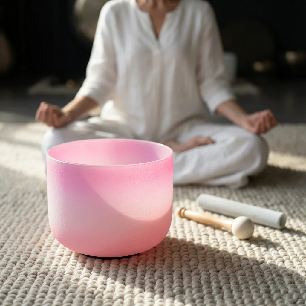 Heart Chakra Quartz Crystal Singing Bowl F Note - Image 4