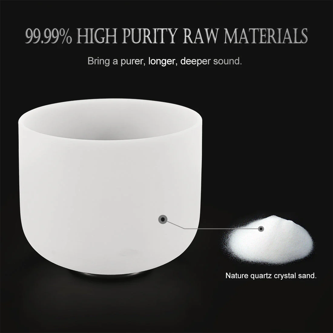 440 Hz White Crystal Singing Bowl - Sound Bowl 6-14 Inch - Image 10