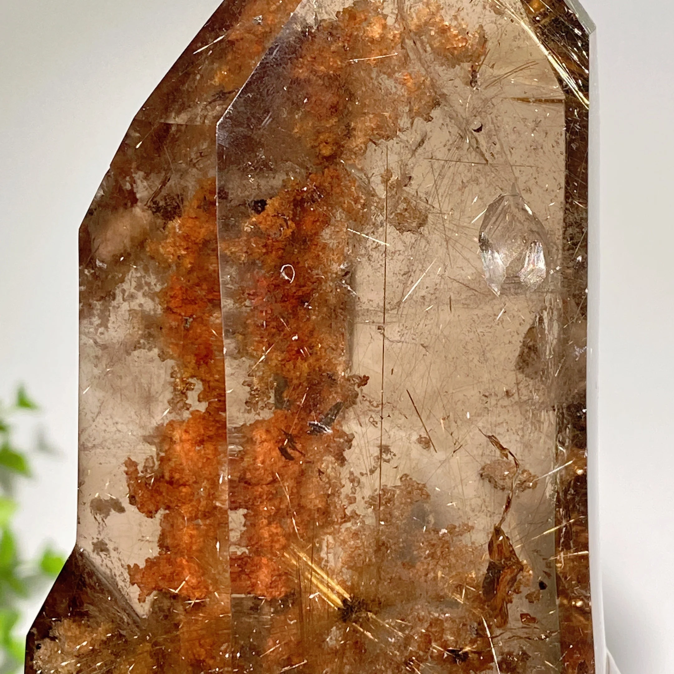 18cm Golden Rutilated Quartz Crystal Tower with Stand - Image 7