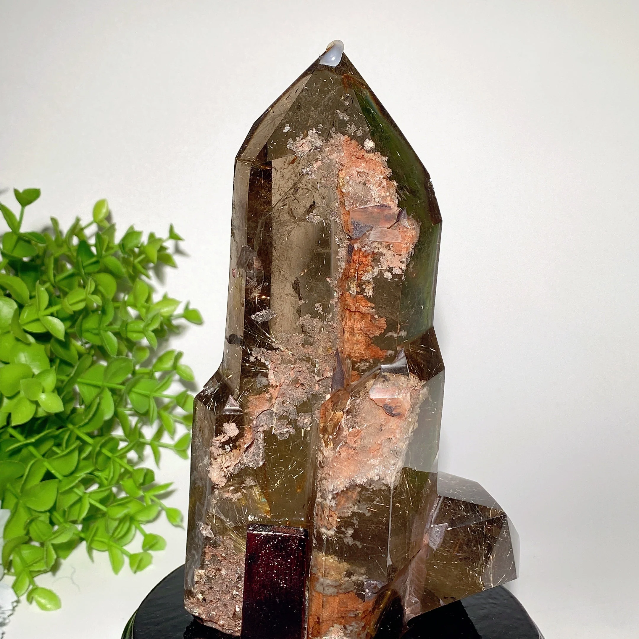 18cm Golden Rutilated Quartz Crystal Tower with Stand - Image 8