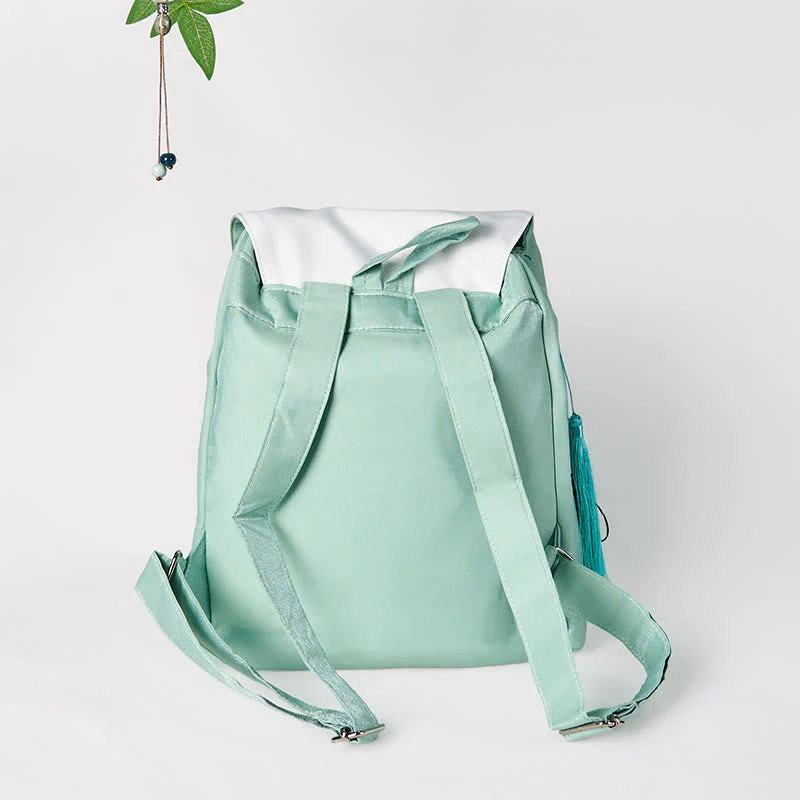 Green Peony Flowers Canvas Backpack | Mindful Clothing - Image 6