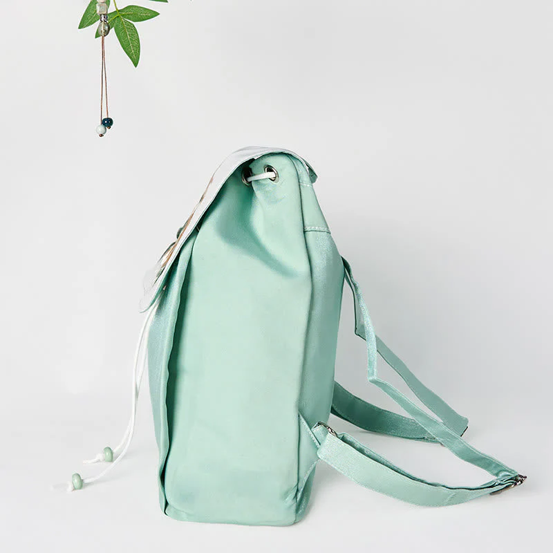 Green Peony Flowers Canvas Backpack | Mindful Clothing - Image 8