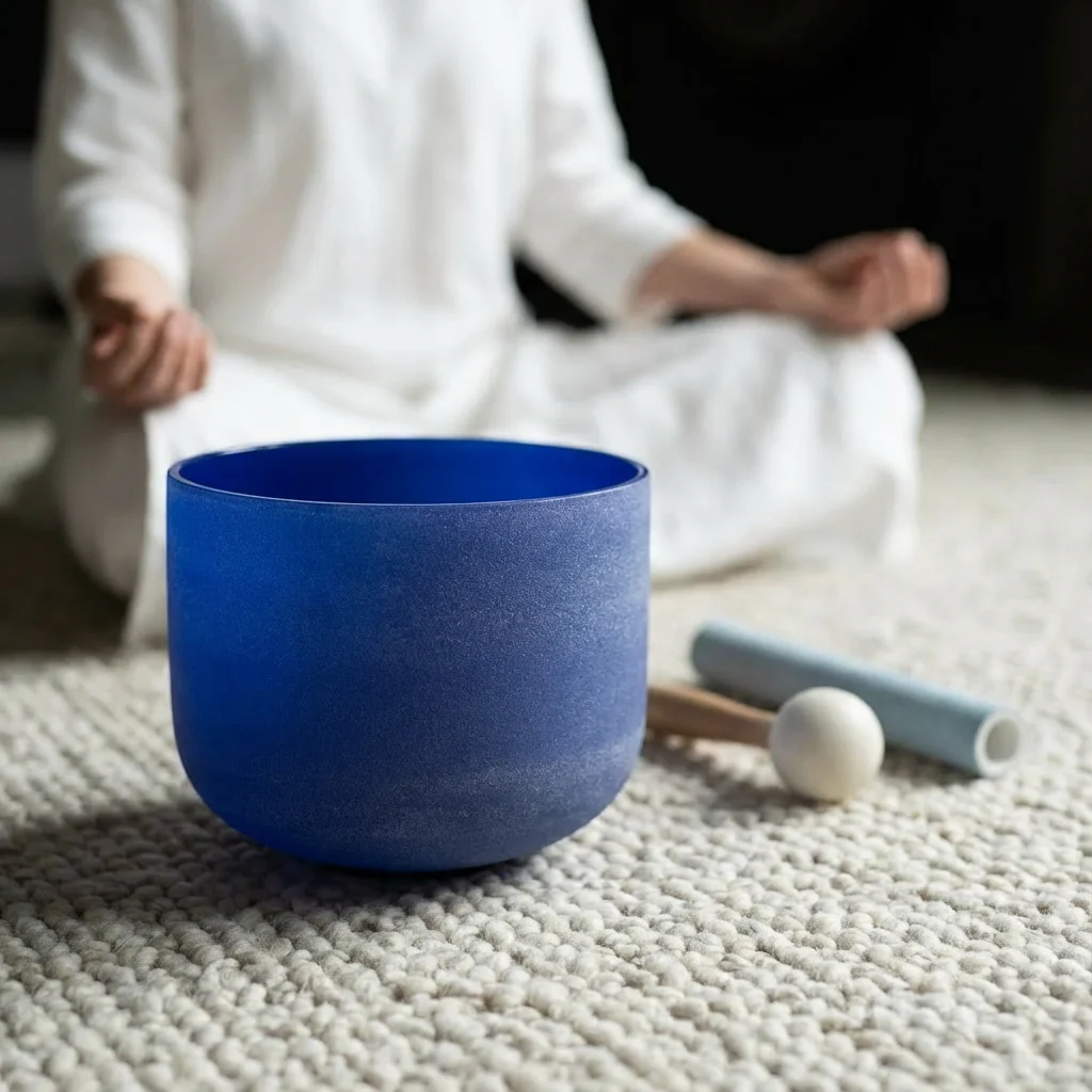 Third-Eye Chakra Crystal Singing Bowl - A Note Sound - Indigo - Image 4