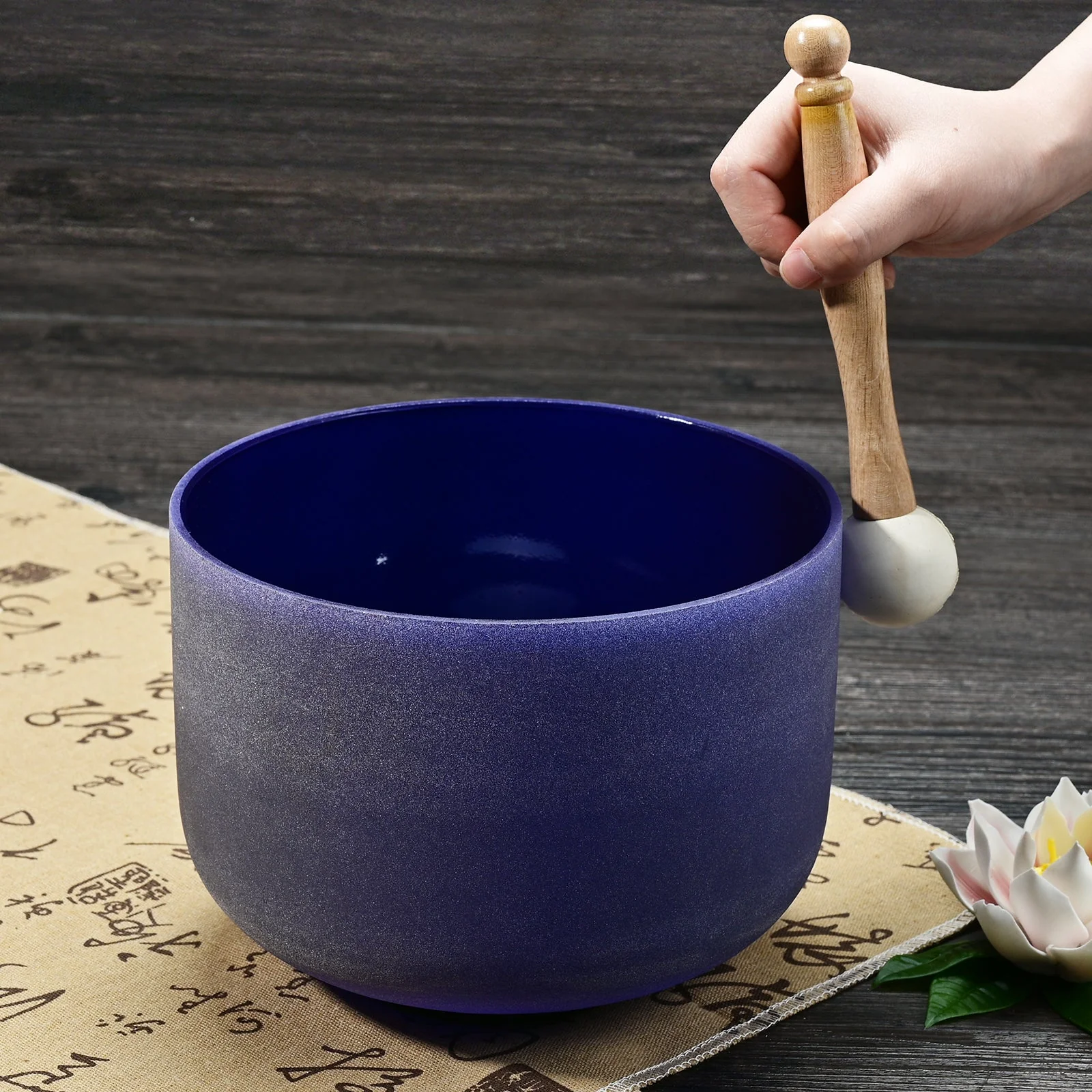 Third-Eye Chakra Crystal Singing Bowl - A Note Sound - Indigo - Image 6