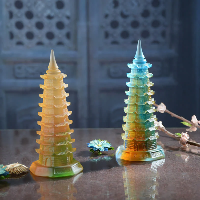 Handmade Liuli Crystal Feng Shui Pagoda Tower Small - Image 3