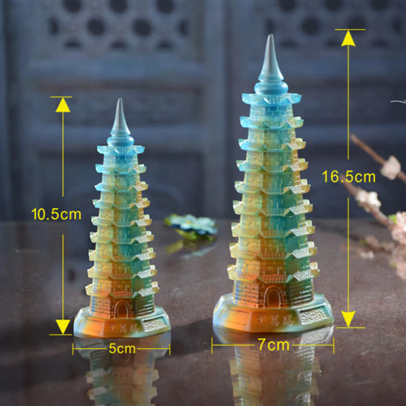 Handmade Liuli Crystal Feng Shui Pagoda Tower Small - Image 7