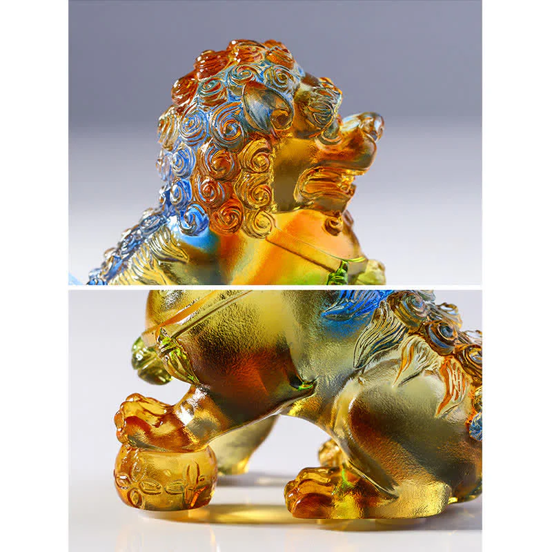 Handmade Liuli Crystal Lion Art Piece for Strength & Protection - Image 10