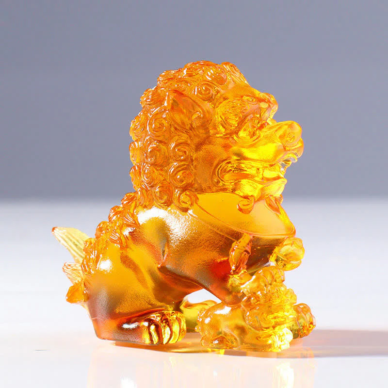 Handmade Liuli Crystal Lion Art Piece for Strength & Protection - Image 11
