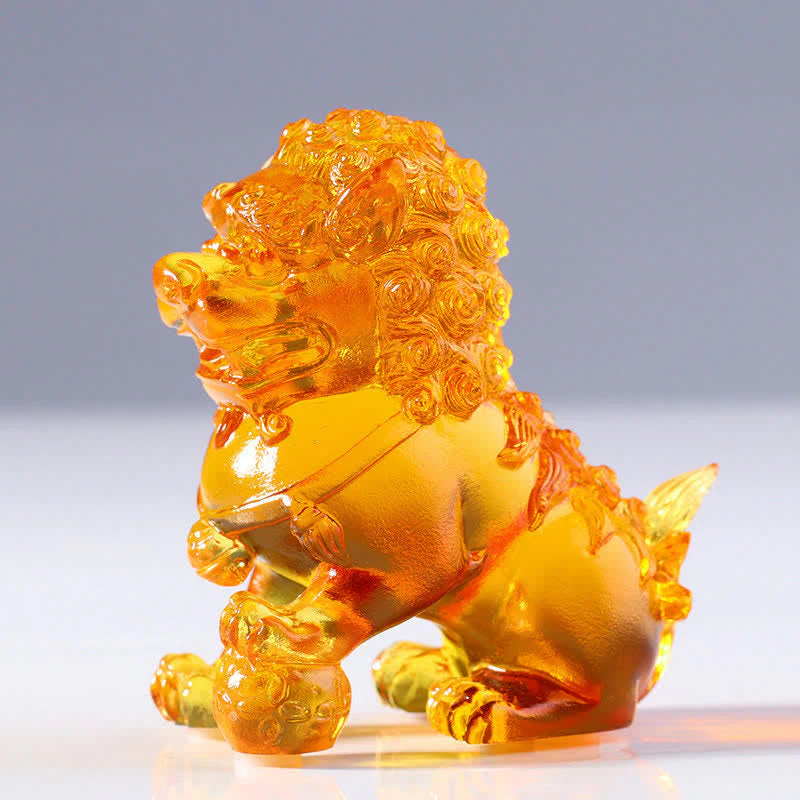 Handmade Liuli Crystal Lion Art Piece for Strength & Protection - Image 12