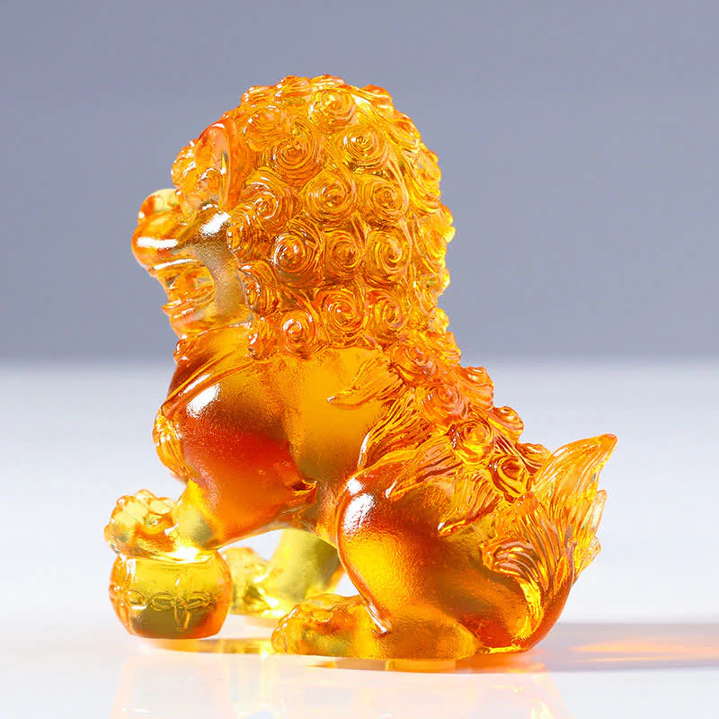 Handmade Liuli Crystal Lion Art Piece for Strength & Protection - Image 13