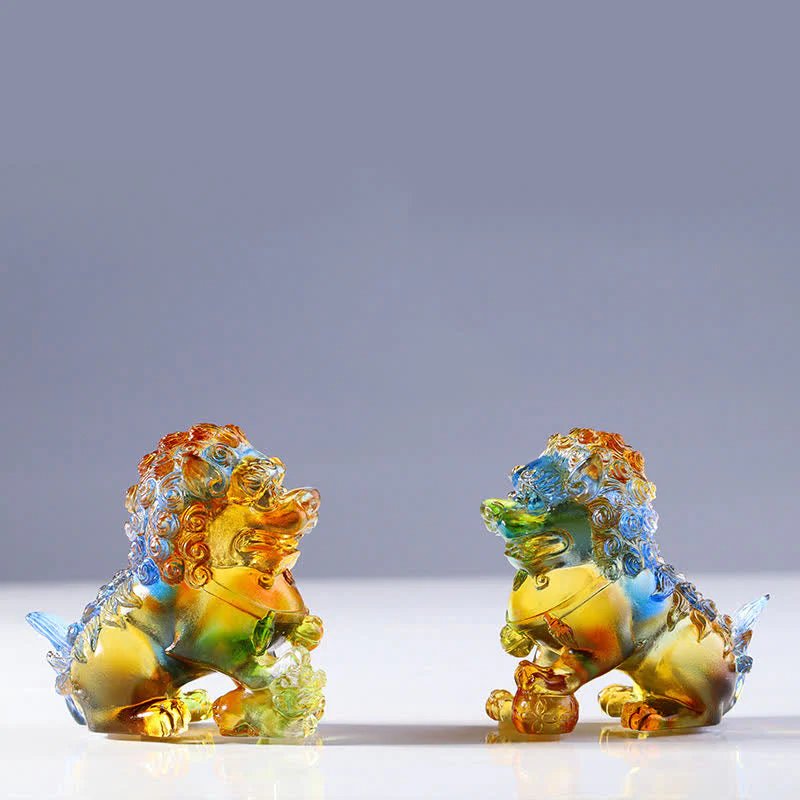Handmade Liuli Crystal Lion Art Piece for Strength & Protection - Image 14