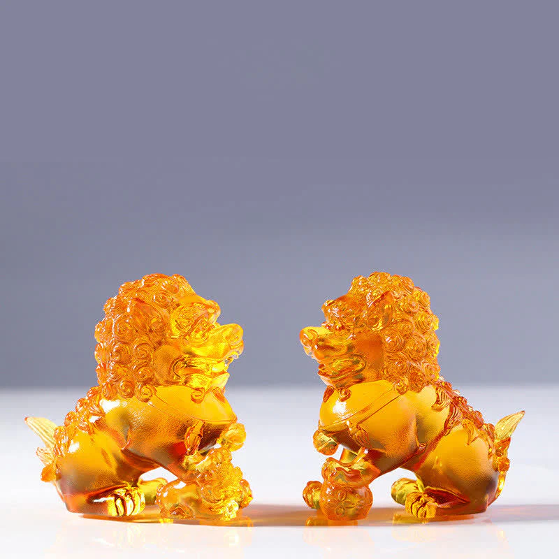 Handmade Liuli Crystal Lion Art Piece for Strength & Protection - Image 16