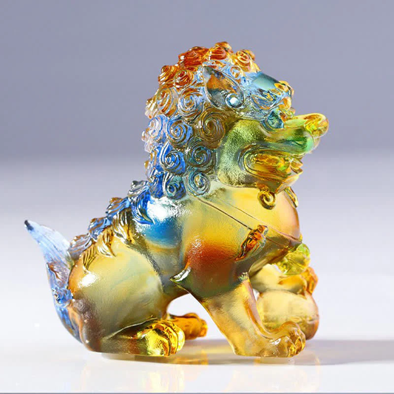 Handmade Liuli Crystal Lion Art Piece for Strength & Protection - Image 5