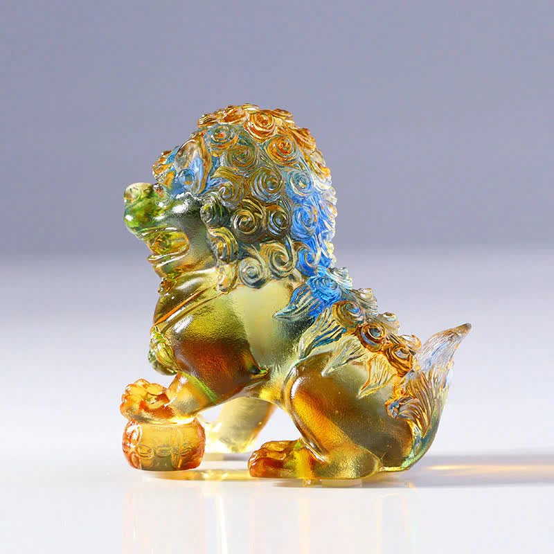 Handmade Liuli Crystal Lion Art Piece for Strength & Protection - Image 6