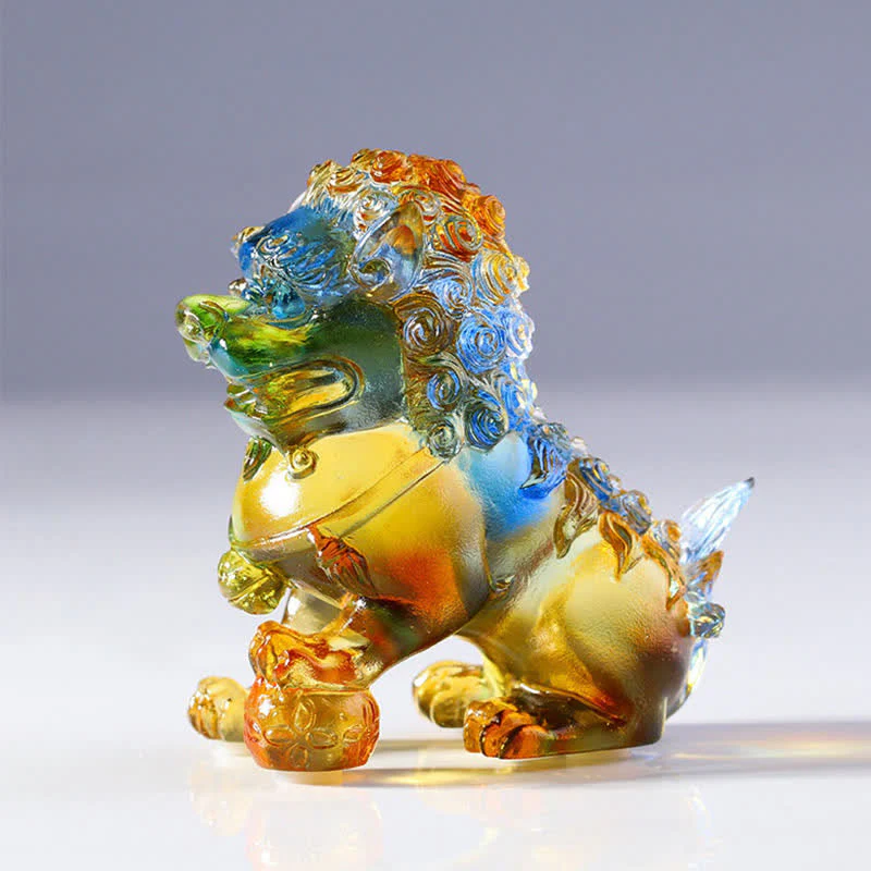 Handmade Liuli Crystal Lion Art Piece for Strength & Protection - Image 7