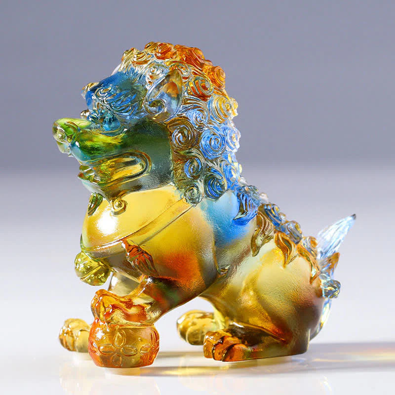Handmade Liuli Crystal Lion Art Piece for Strength & Protection - Image 8