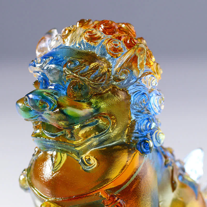 Handmade Liuli Crystal Lion Art Piece for Strength & Protection - Image 9