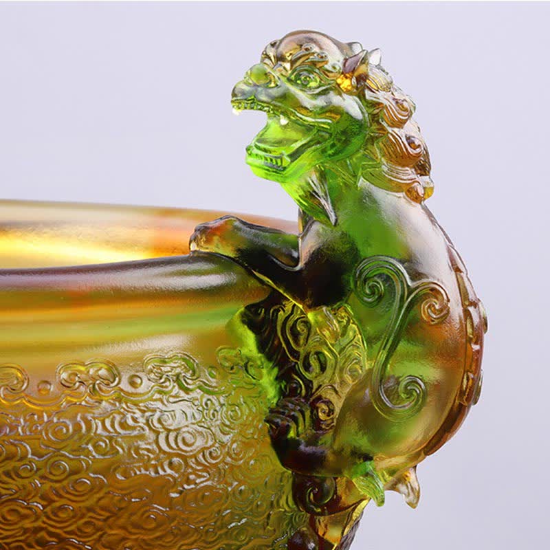 Handmade Liuli Crystal PiXiu Treasure Bowl Art Piece - Image 6