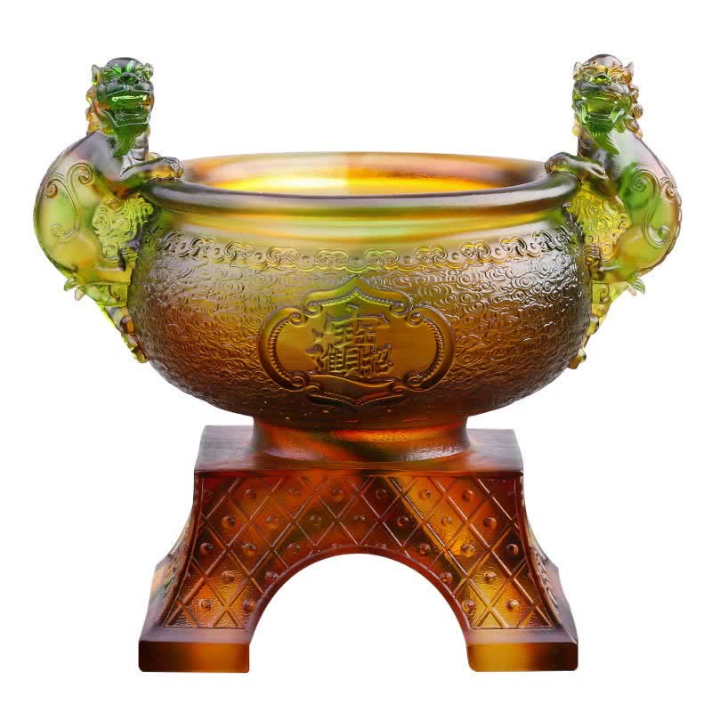 Handmade Liuli Crystal PiXiu Treasure Bowl Art Piece - Image 9