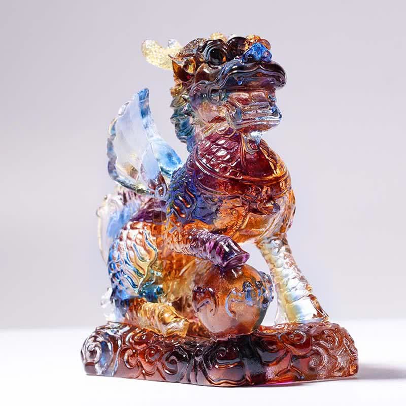 Handmade Liuli Feng Shui Kirin Crystal Art Piece - Image 4