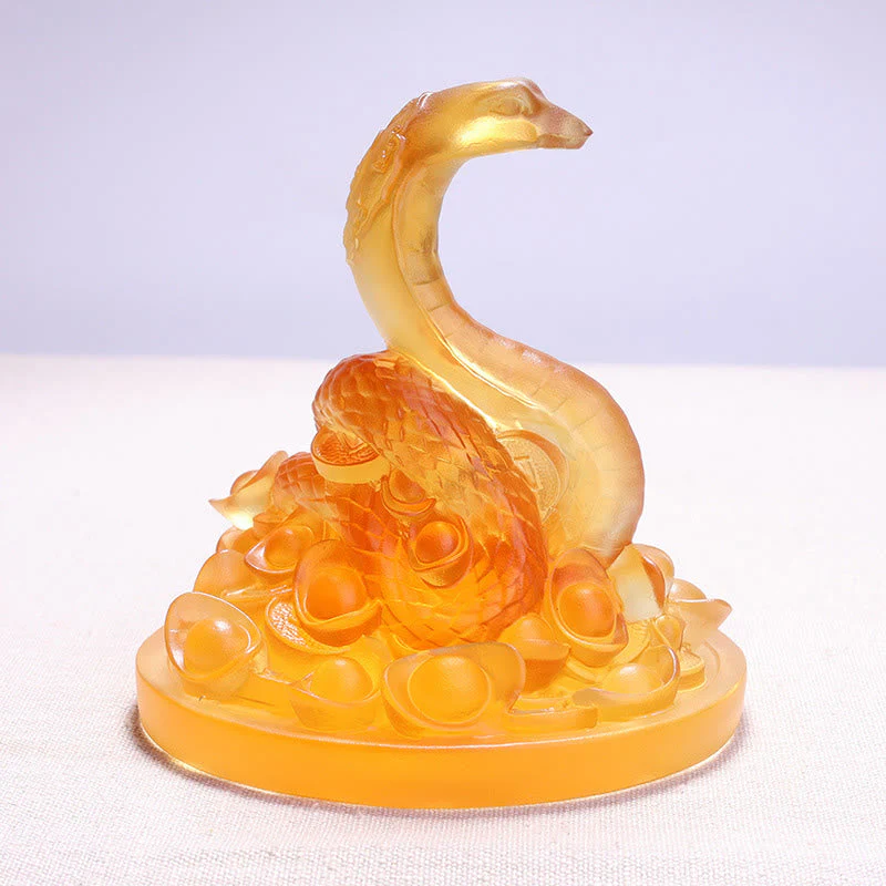 11.5cm Liuli Snake Fu Character Feng Shui Art Decor - Image 5