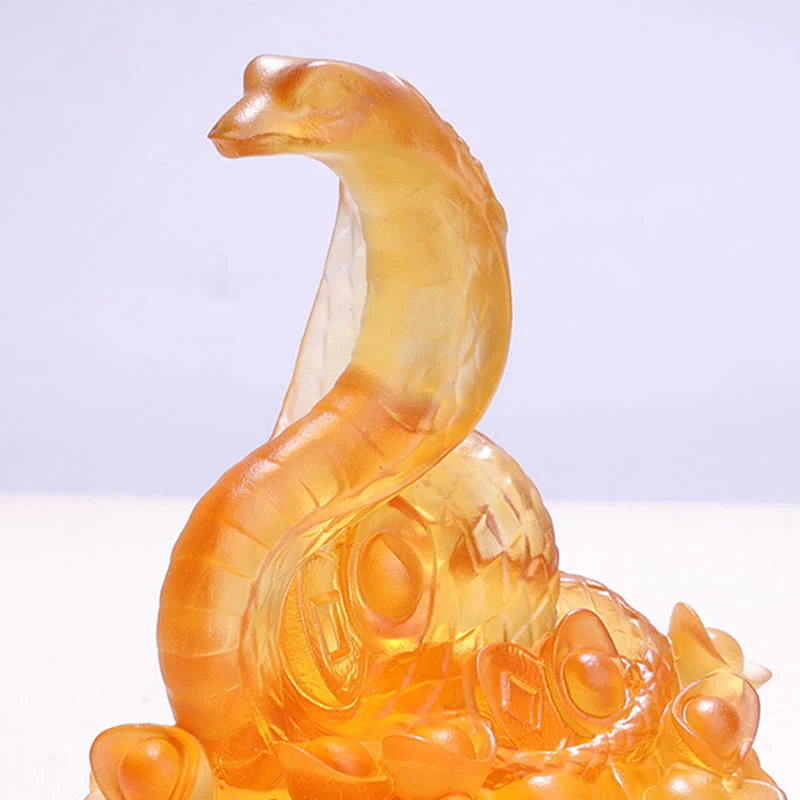 11.5cm Liuli Snake Fu Character Feng Shui Art Decor - Image 6
