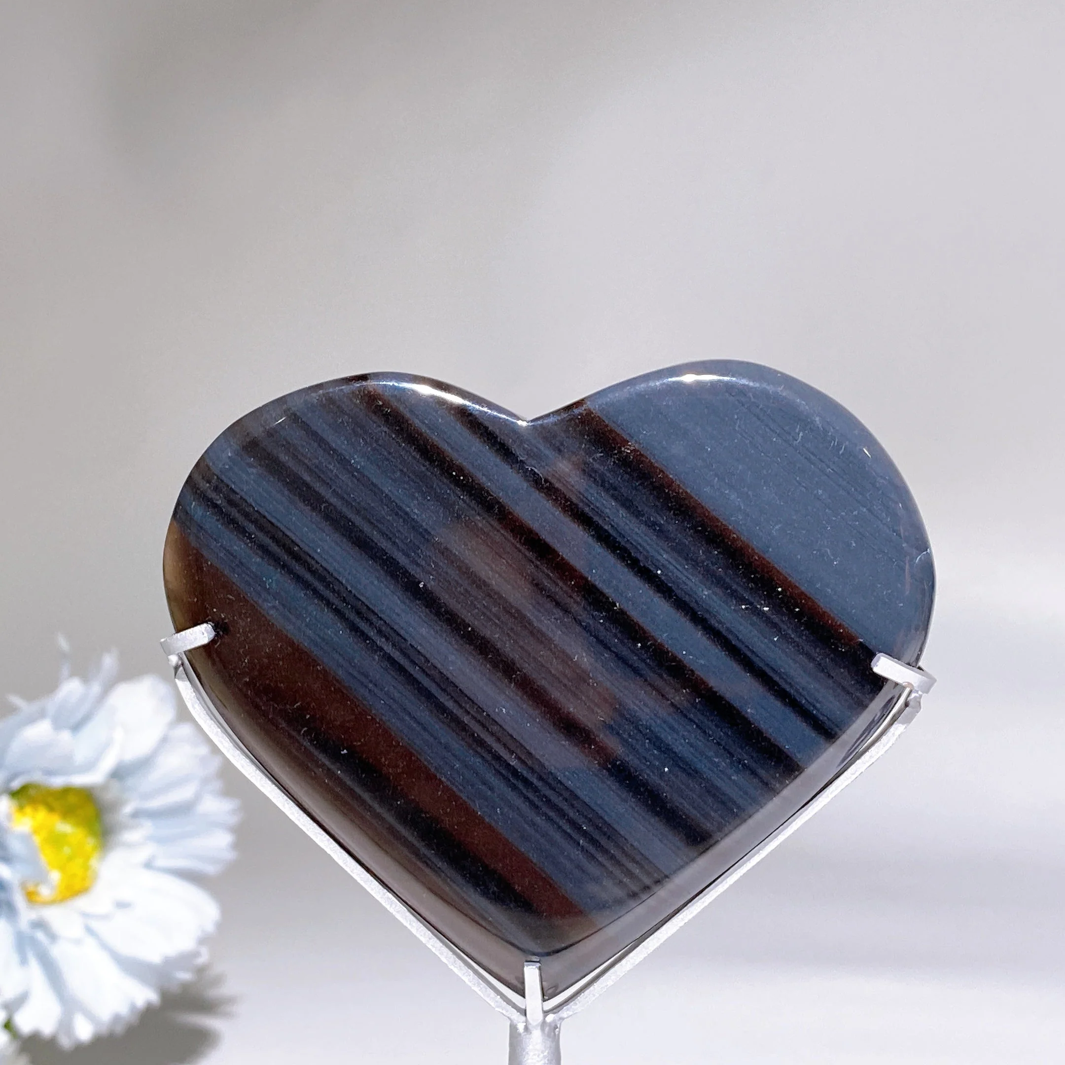 Midnight Lace Obsidian 3-Inch Heart Carving for Healing - Image 4