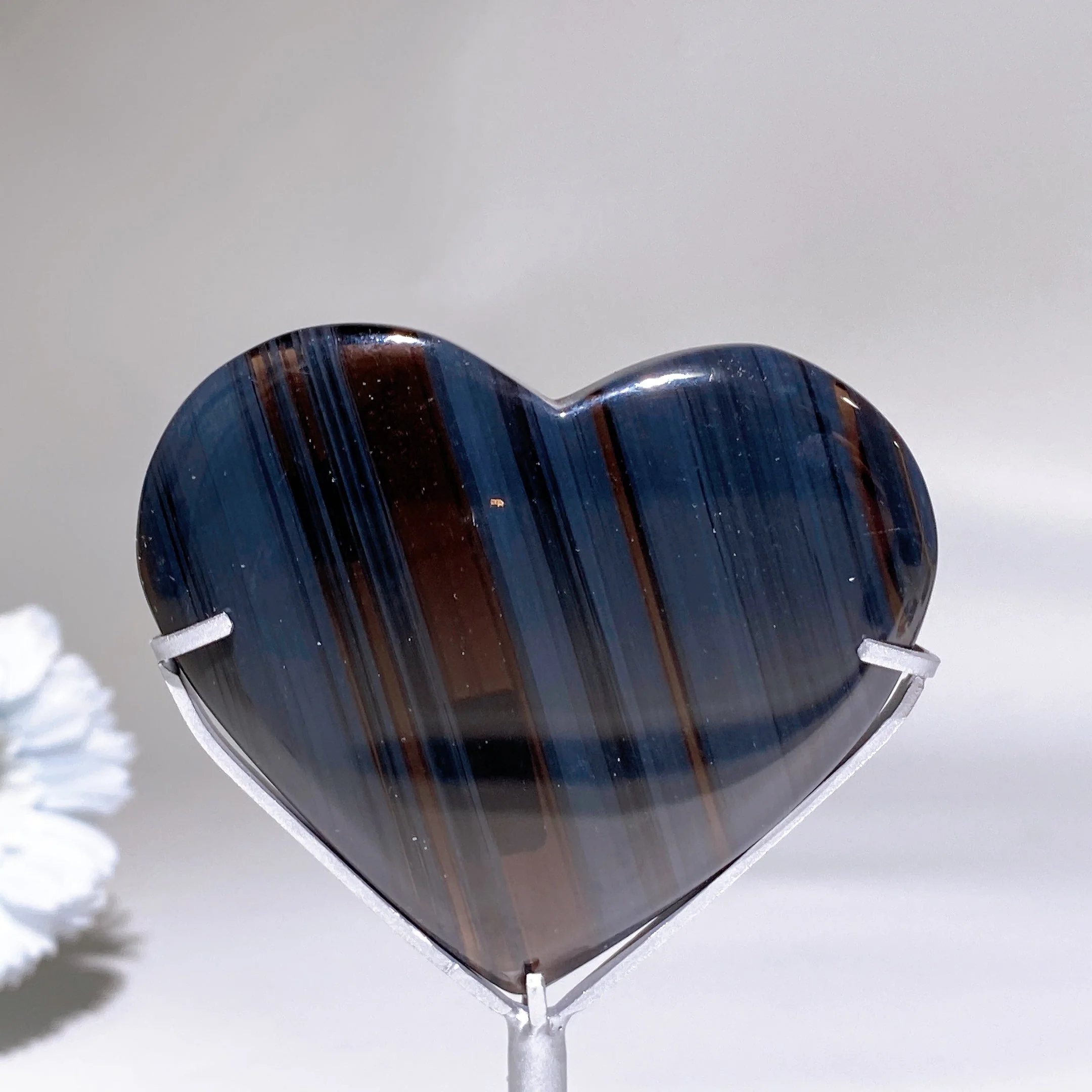 Midnight Lace Obsidian 3-Inch Heart Carving for Healing - Image 5