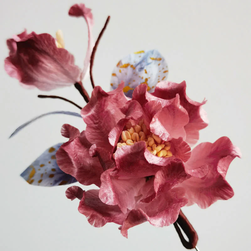 Mulberry Silk Red Flower Brooch for Spiritual Energy - Image 4