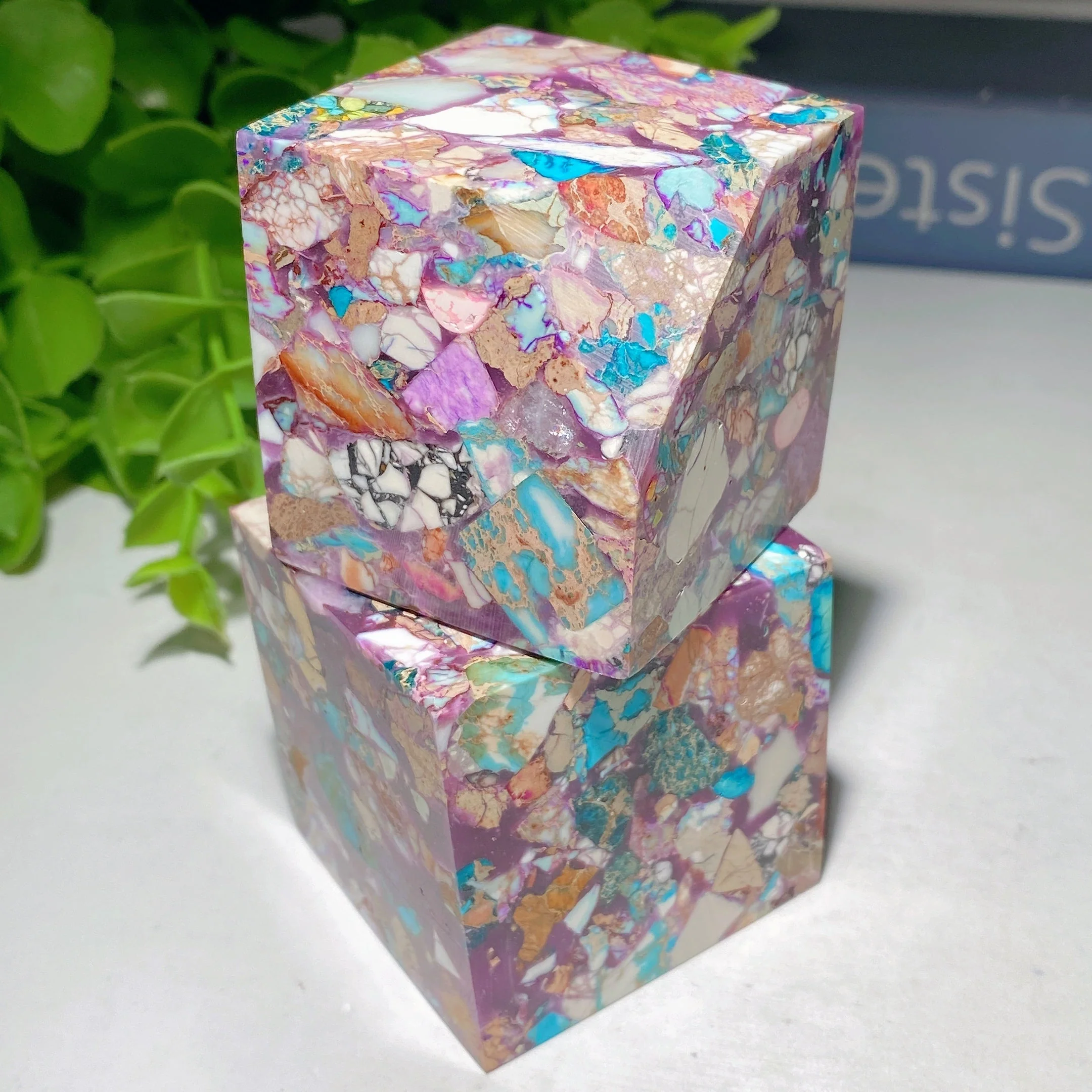 1.6 Inch Natural Turquoise Chip Cube Crystal Healing - Image 3