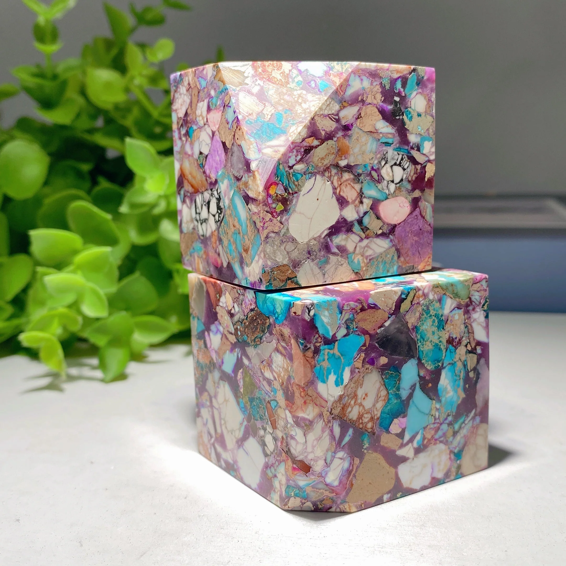 1.6 Inch Natural Turquoise Chip Cube Crystal Healing - Image 4