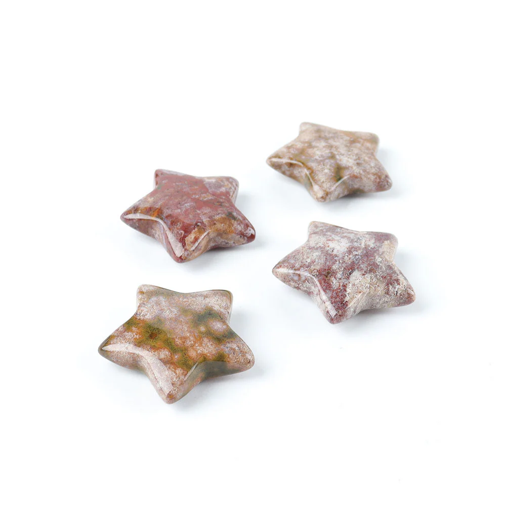 1 Inch Ocean Jasper Crystal Carving Stars Set of 4 - Image 3