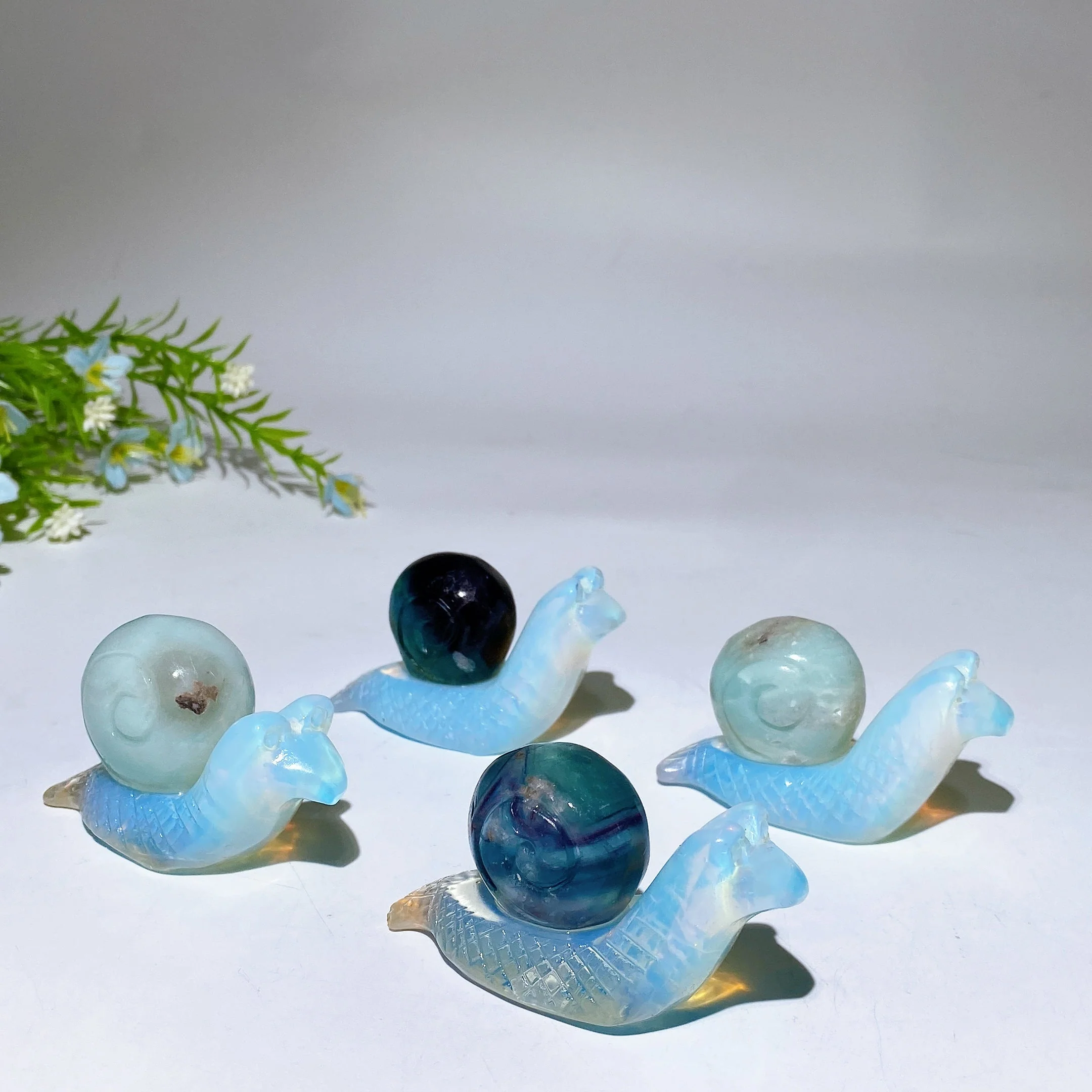 Opalite and Fluorite Snail Crystal Figurine 2.5 Inch - Image 3