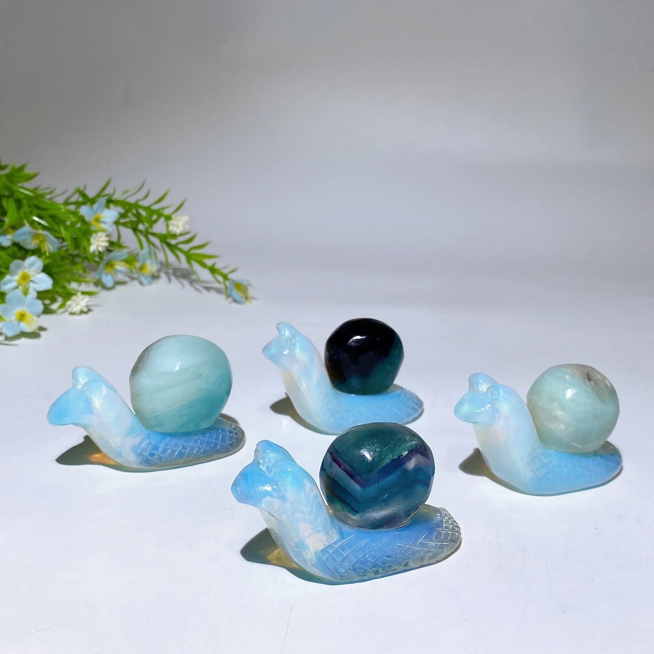 Opalite and Fluorite Snail Crystal Figurine 2.5 Inch - Image 4
