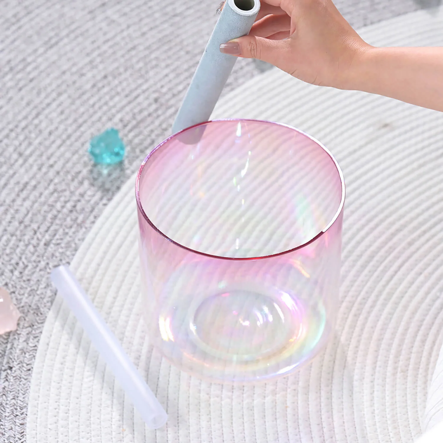 6"-7" Pink Aura Quartz Singing Bowl for Meditation - Image 3