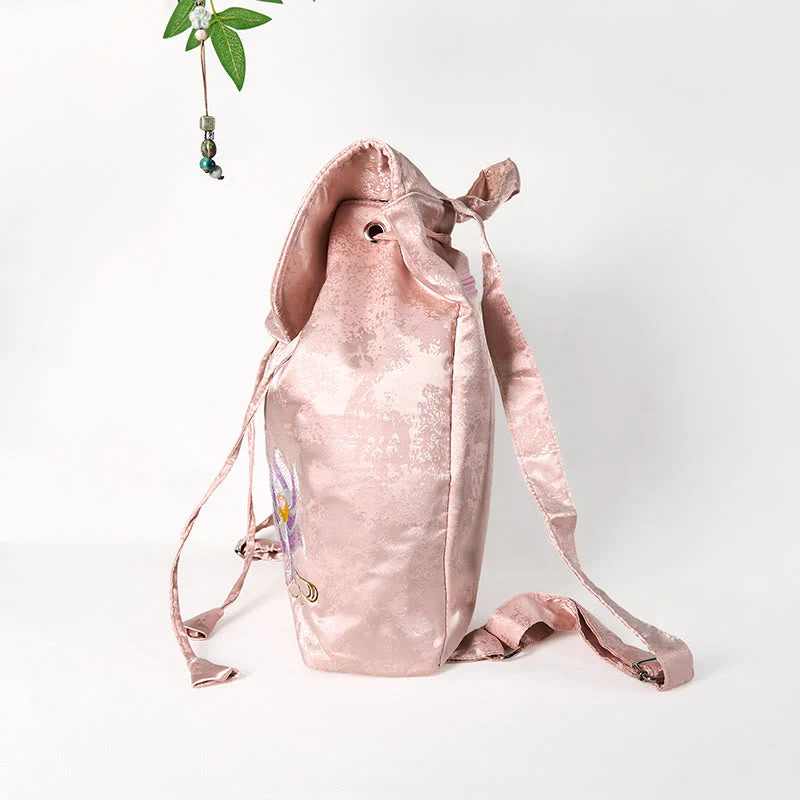 Pink Lotus Embroidered Backpack - Spiritual Apparel - Image 6