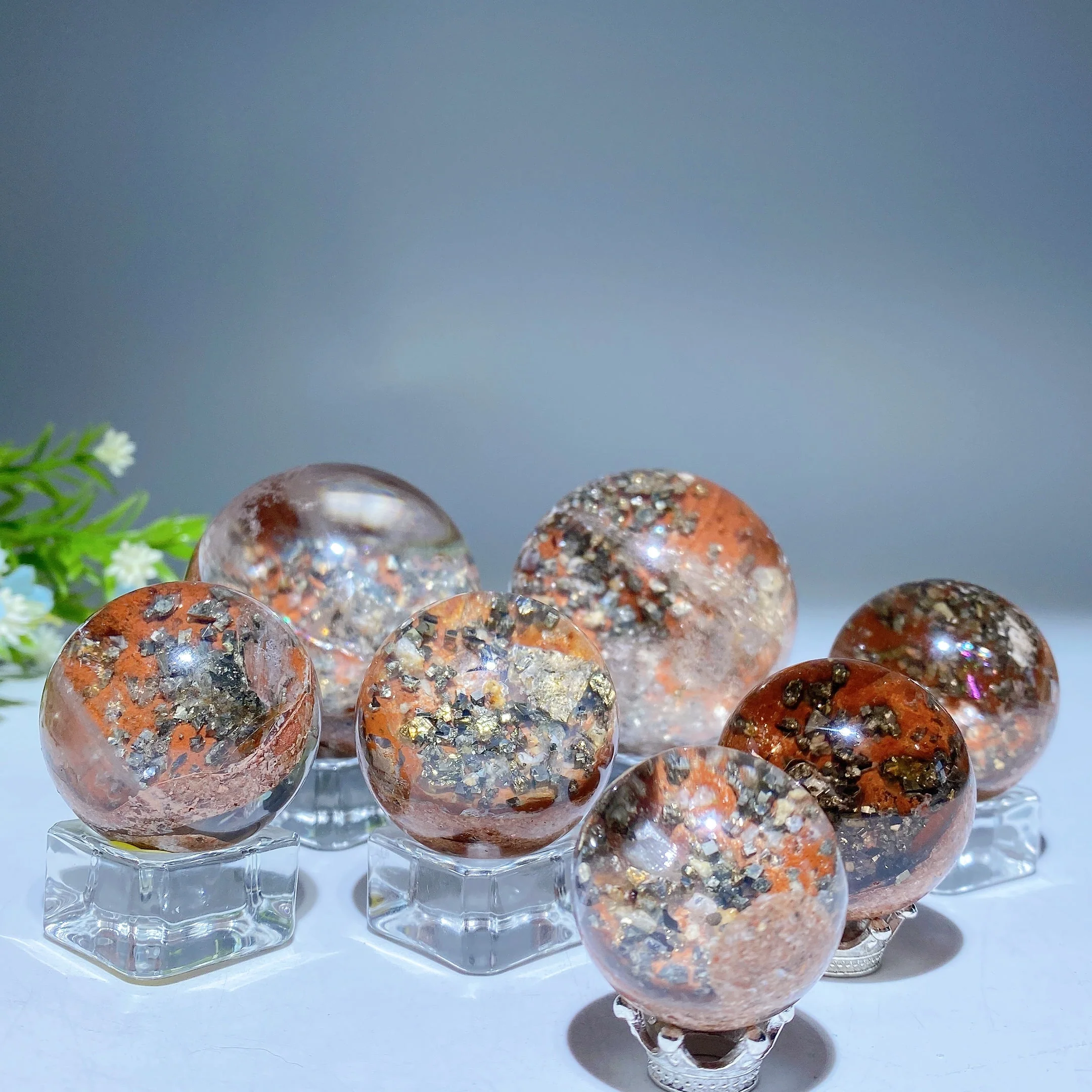 28-50mm Pyrite Quartz Crystal Sphere for Healing - Image 3