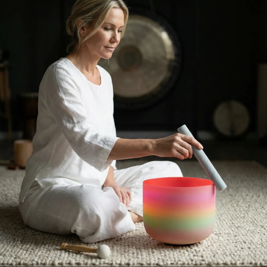 Rainbow Crystal Singing Bowl for Chakra Meditation - Image 3
