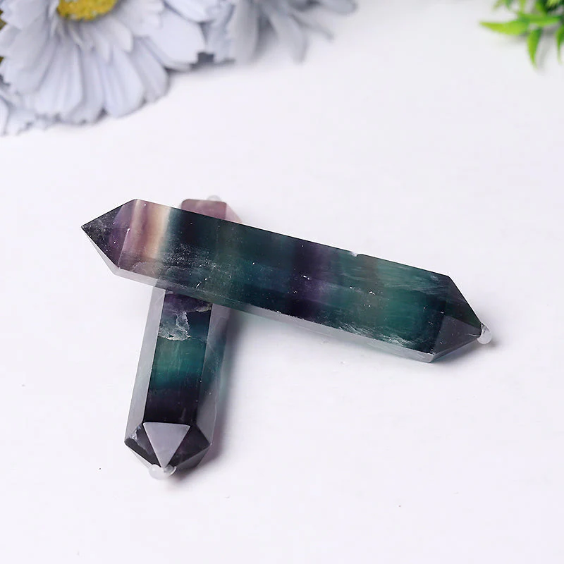 2.2-2.4 Inch Rainbow Fluorite Double Terminated Crystal Points for Healing - Image 3